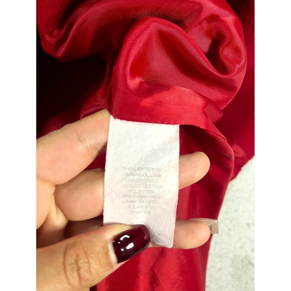 Studio Y Long Overcoat Womens Large Red Wool Blend Button Front Winter Jacket - Picture 4 of 10